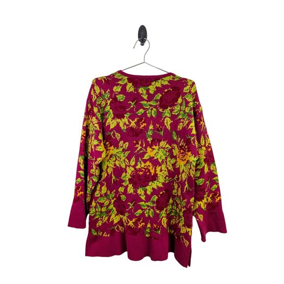 JJ. Garella Sweater 100% Extra Fine Merino's Wool Made in‎ France Floral Large - Picture 8 of 8